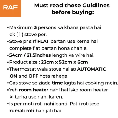 Guidelines of electric stove